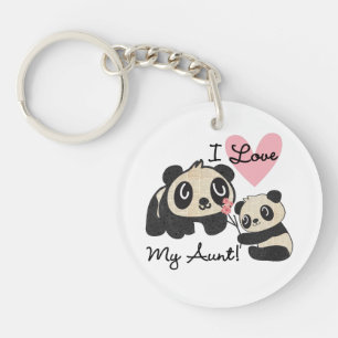 Pandas I Love My Aunt Key Ring