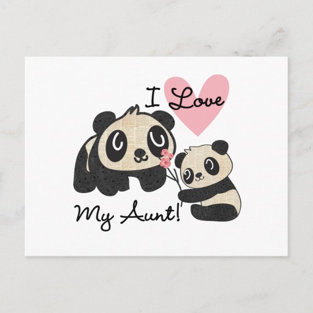 Pandas I Love My Aunt Postcard (Front)