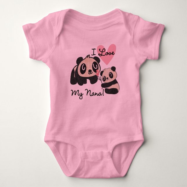Pandas I Love My Nana Baby Bodysuit (Front)