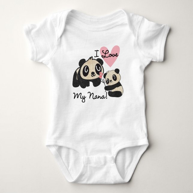 Pandas I Love My Nana Baby Bodysuit (Front)