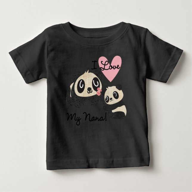 Pandas I Love My Nana Baby Raglan T-shirt (Front)