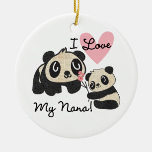 Pandas I Love My Nana Ceramic Ornament