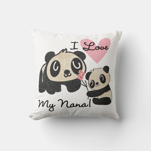 Pandas I Love My Nana Cushion (Front)