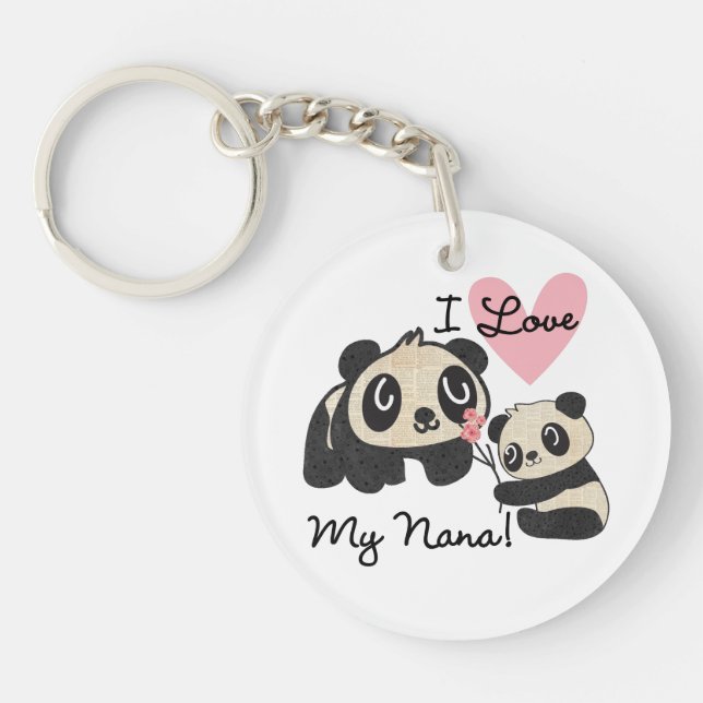 Pandas I Love My Nana Key Ring (Front)