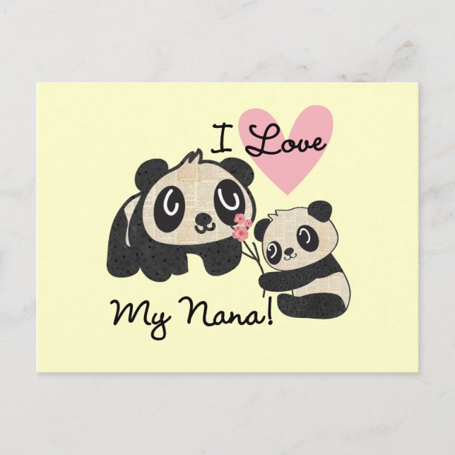 Pandas I Love My Nana Postcard (Front)