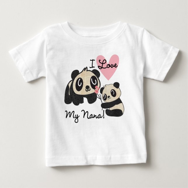 Pandas I Love My Nana Toddler Ruffle Dress Baby T-Shirt (Front)