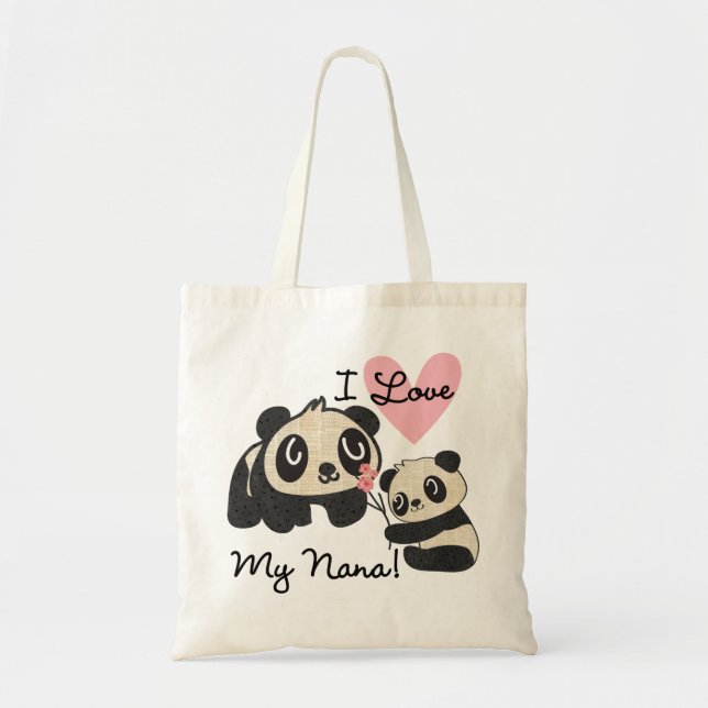 Pandas I Love My Nana Tote Bag (Front)