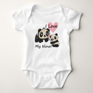 Pandas I Love My Nina Baby Bodysuit