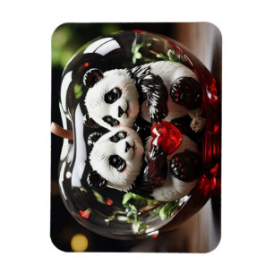 Pandas in Glass Heart Magnet