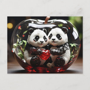 Pandas in Glass Heart Postcard