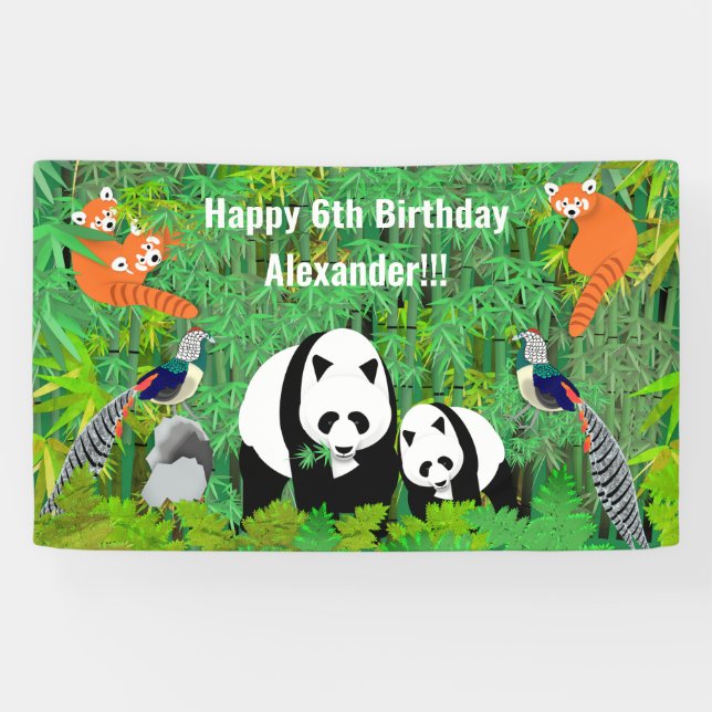 Pandas Lady Amherst's Pheasants Red Pandas Bamboo Banner (Horizontal)