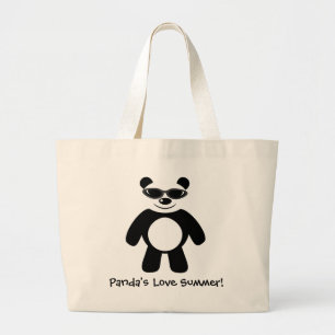 Panda's Love Summer! Large Tote Bag