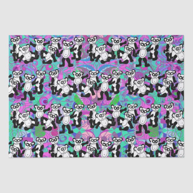 Pandas on purple tissue paper (Front)