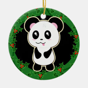 pandas "panda bears" "panda bear baby" "kawaii pan ceramic ornament