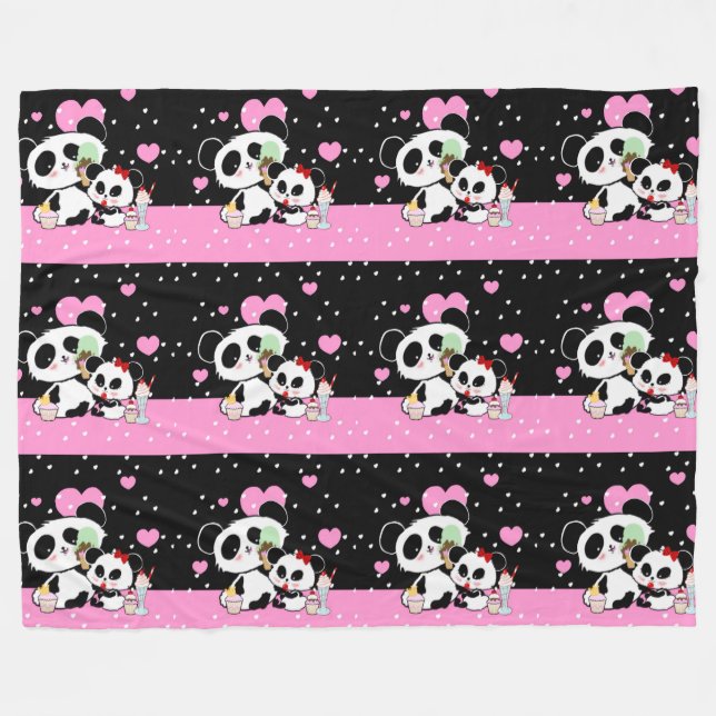 pandas "panda bears" "panda bear baby" "kawaii pan fleece blanket (Front (Horizontal))