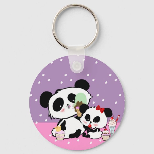 pandas "panda bears" "panda bear baby" "kawaii pan key ring (Front)