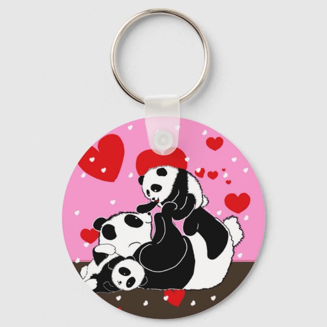 pandas "panda bears" "panda bear baby" "kawaii pan key ring (Front)