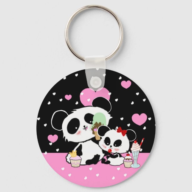pandas "panda bears" "panda bear baby" "kawaii pan key ring (Front)