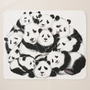 Pandas - Pandemic - Big Hugs - Drawing Collection Sherpa Blanket