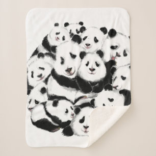 Pandas - Pandemic - Big Hugs - Drawing Collections Sherpa Blanket