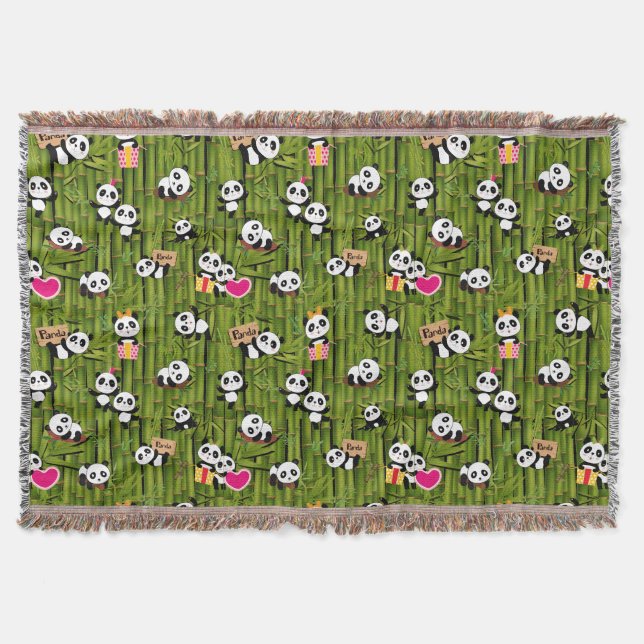 Panda's Pattern 2 Throw Blanket (Front)