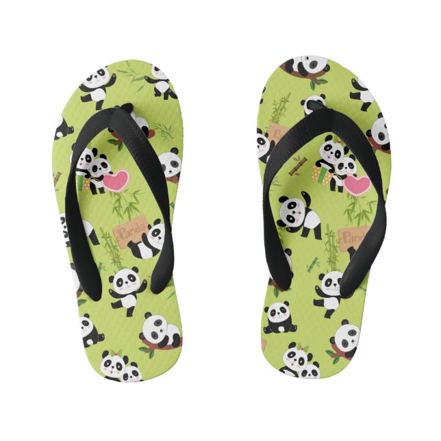 Panda's Pattern 3 Kid's Thongs (Footbed)