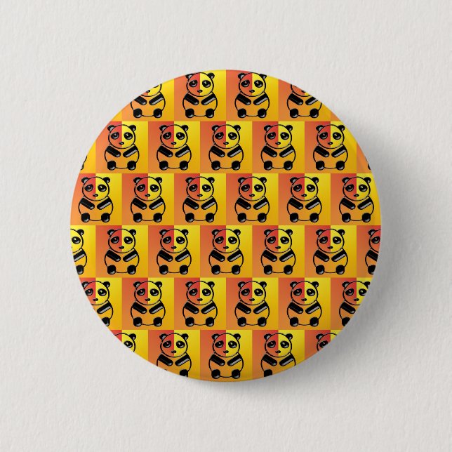 Pandas pattern 6 cm round badge (Front)