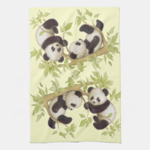Panda's Playing in a Tree Tea Towel