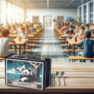 Panda's Quiet Spot: Bamboo Delight Metal Lunch Box