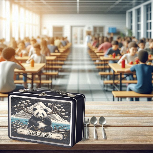 Panda's Secluded Perch: Bamboo Repose Metal Lunch Box (Creator Uploaded)