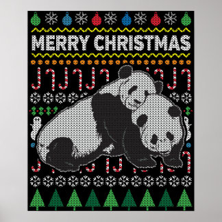 Pandas Ugly Christmas Sweater Wildlife Series Poster