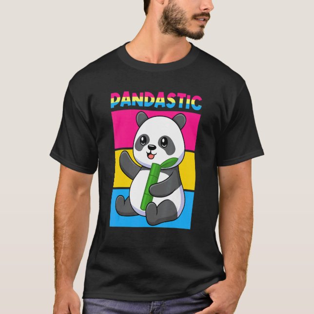 Pandastic Panda Bear   Lgbtq Pride Flag Pun Pansex T-Shirt (Front)