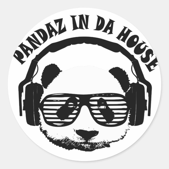 Pandaz In Da House Classic Round Sticker (Front)