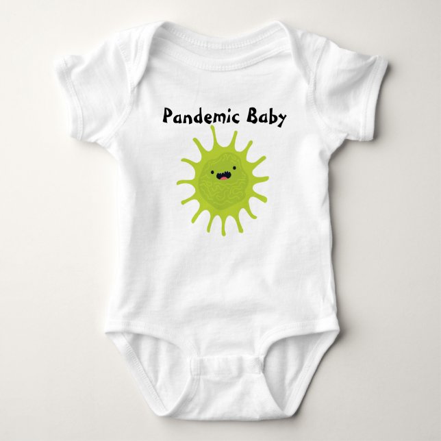 Pandemic Baby Green Virus Cute Funny Bodysuit (Front)