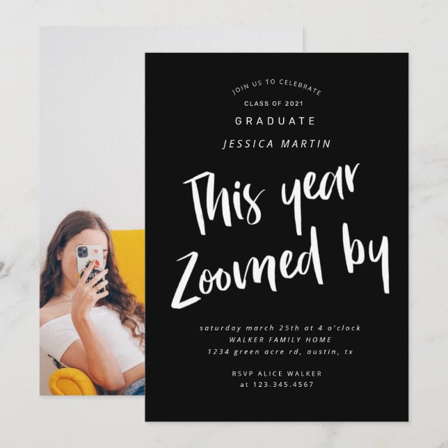 pandemic graduation photo party invitation (Front/Back)