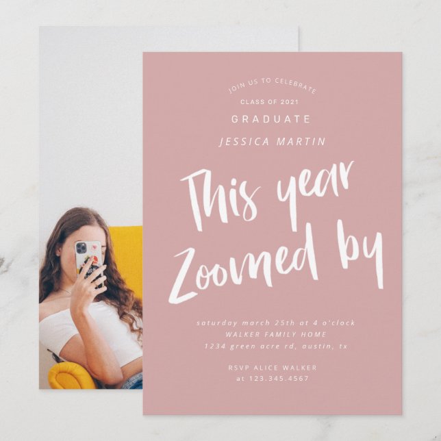 pandemic graduation photo party invitation (Front/Back)