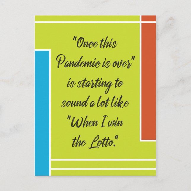 Pandemic "Just for Fun" Humour Postcard (Front)