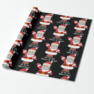 Pandemic Santa w/Personalisation Black Wrapping Paper