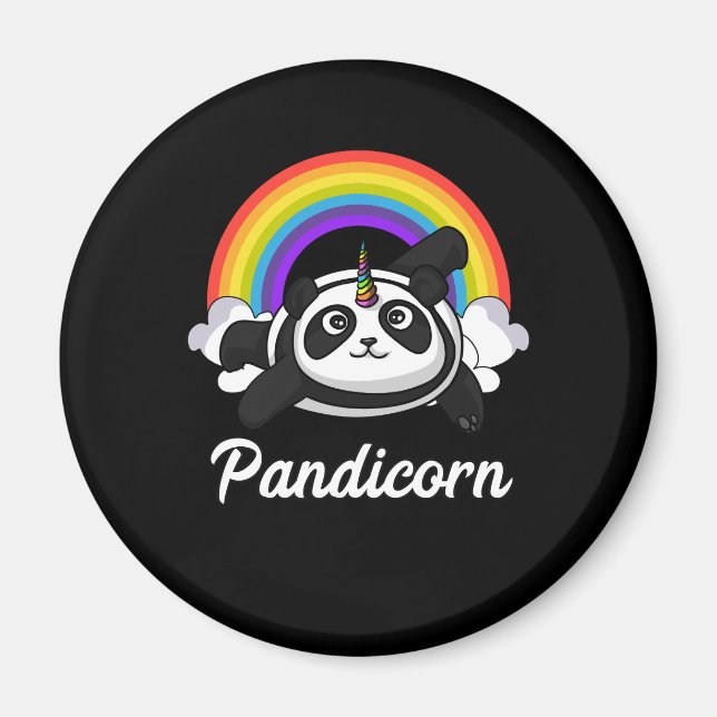Pandicorn Panda Bear Unicorn Magical Rainbow Magnet (Front)