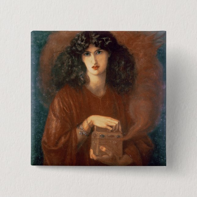 Pandora, 1871 (oil on canvas) 15 cm square badge (Front)