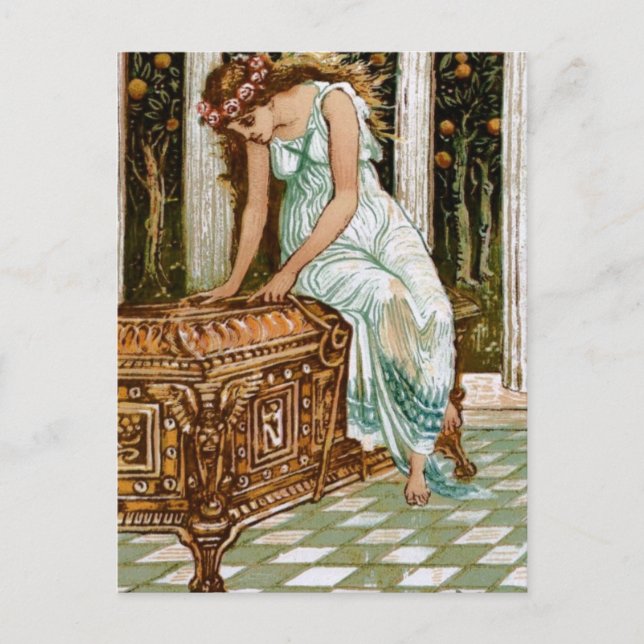 Pandora desires to open the Box Postcard (Front)