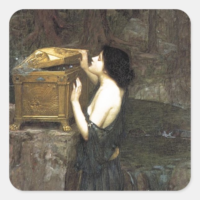 Pandora [John William Waterhouse] Square Sticker (Front)