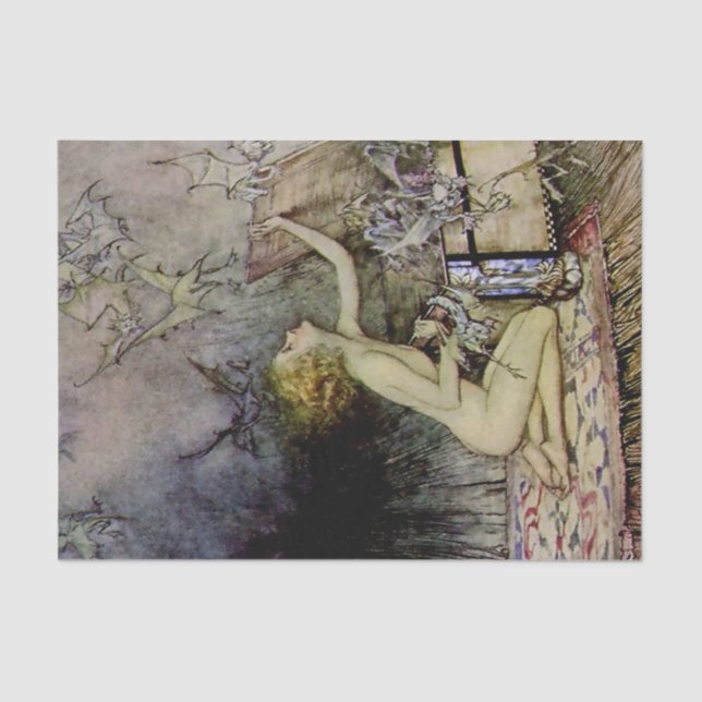 “Pandora Opens the Box” by Arthur Rackham Tissue Paper (Front)