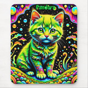 PANDORA ~ PSYCHEDELIC Cat ~ Wow! ~ Mousepad