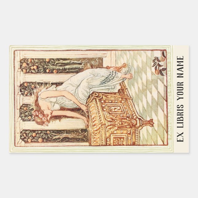 Pandora's Box Book Plate Rectangular Sticker (Front)