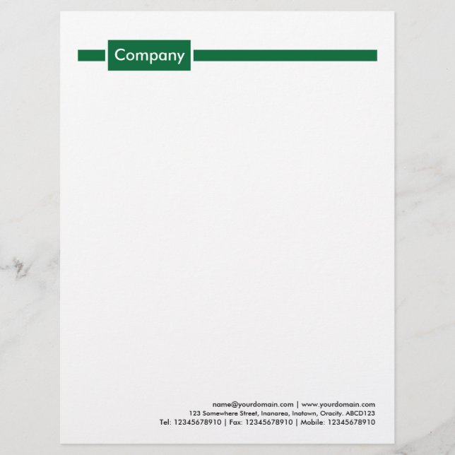Panel and Line - Forest Green Custom Letterhead (Front)