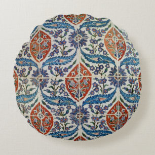 Panel of Isnik earthenware tiles Round Cushion