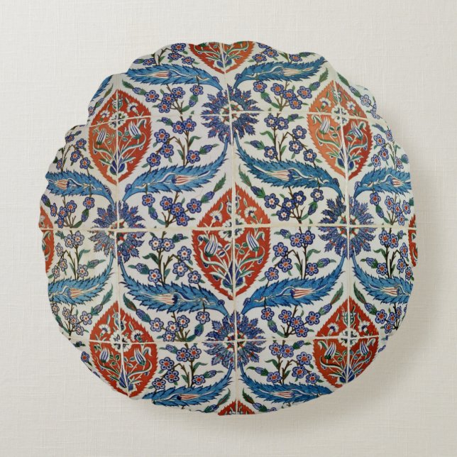 Panel of Isnik earthenware tiles Round Cushion (Front)