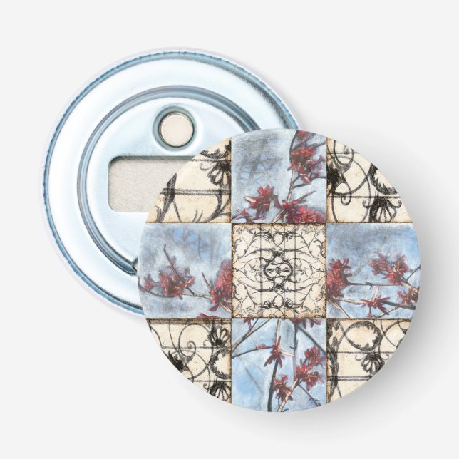 Panelled Abstract Scrollwork Painting Bottle Opener (Front)