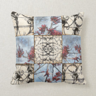 Panelled Abstract Scrollwork Painting Cushion